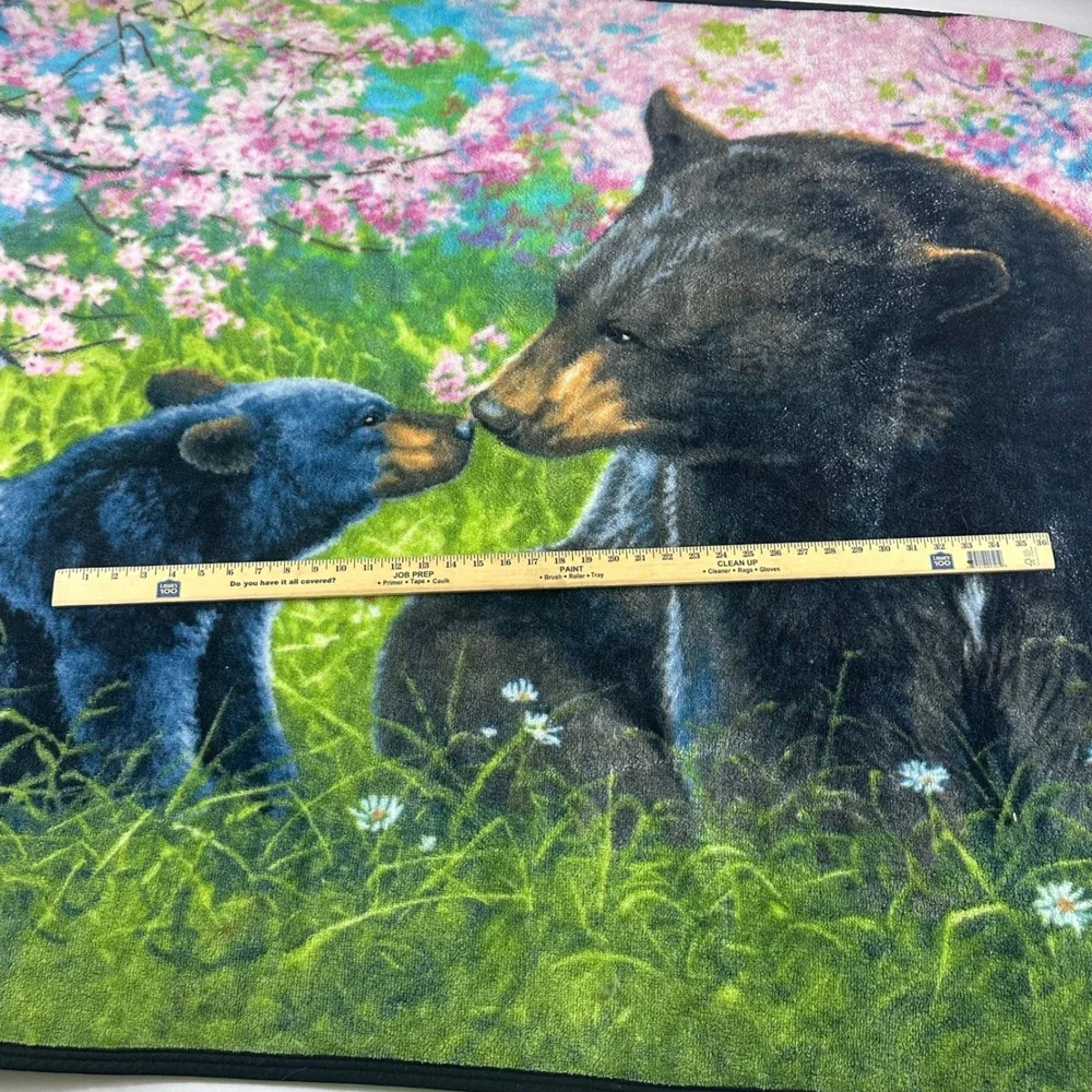 Abraham Hunter Bear Cub Mother Spring Blossom Fleece Blanket Throw‎